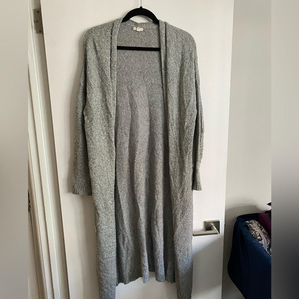 Grey duster sweater with pockets